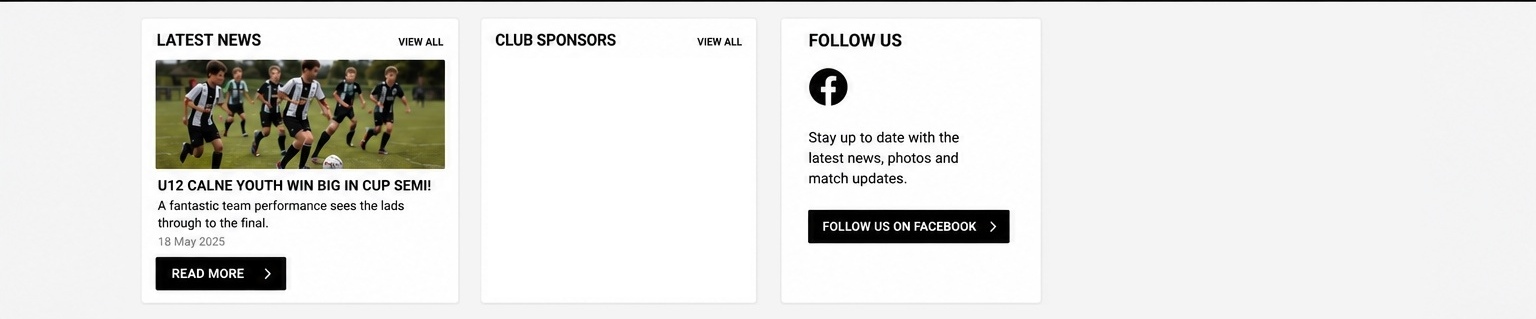 Latest news, club sponsors and Facebook